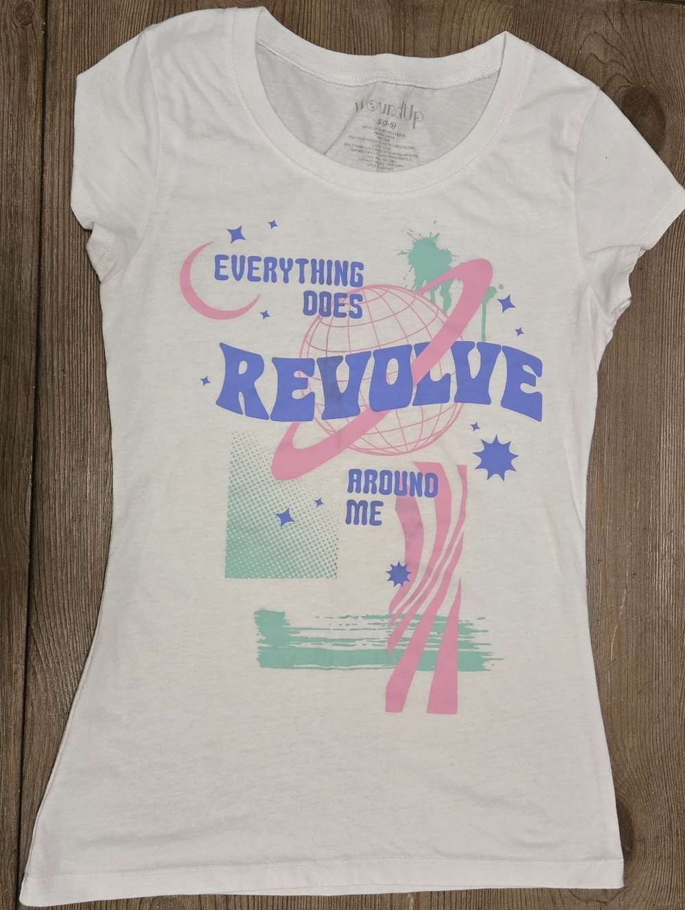 Wonder Nation Girls Graphic Tee “Everything Does Revolve Around Me” White Size S